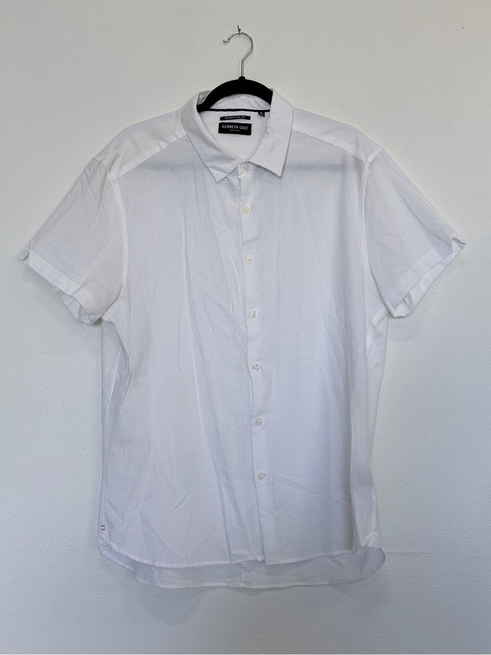 Kenneth Cole Classic White Short-Sleeve Button-Down Shirt